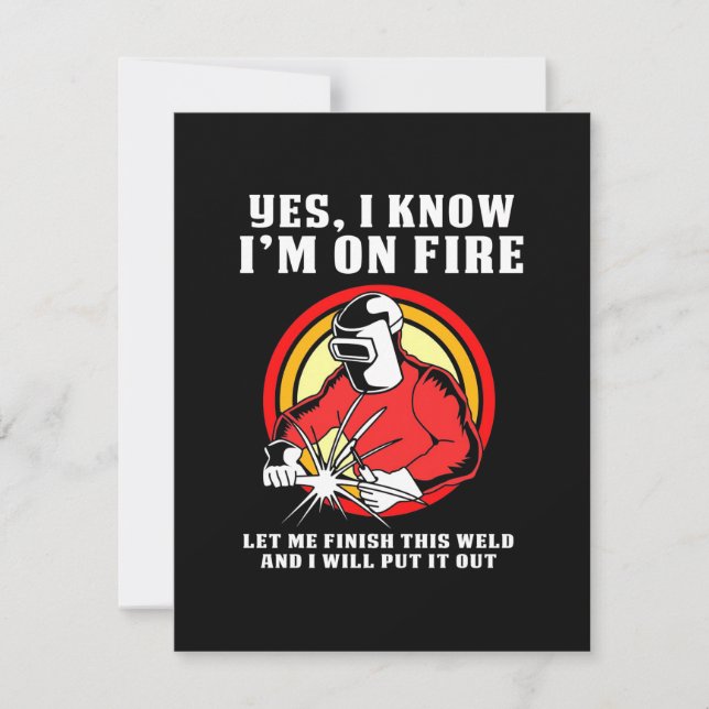Carte De Remerciements Welder Sait Que Je Suis En Feu (Devant)