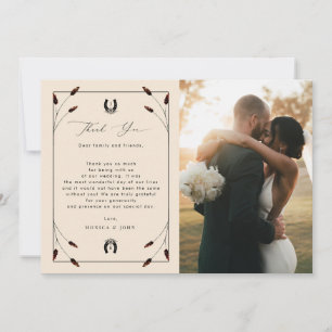 Carte De Remerciements Western Boho Horseshoe Monogram 2 Mariage photo