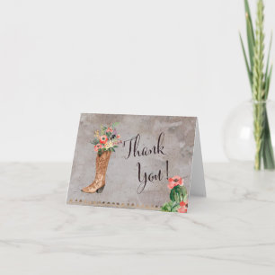 Carte De Remerciements Western Cowboy Boot THank vous remarquez