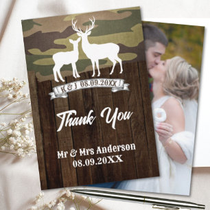 Carte De Remerciements Western La chasse est au-dessus de la photo Mariag