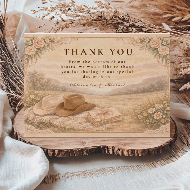 Carte De Remerciements Western Meadow Keepsake Wedding (Créateur téléchargé)