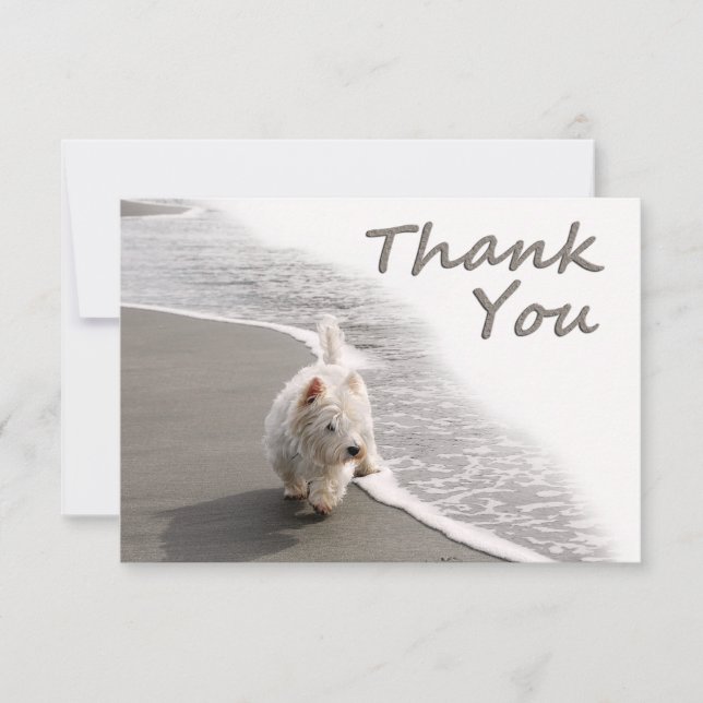 Carte de remerciements Westie 5 po x 7 po (Devant)