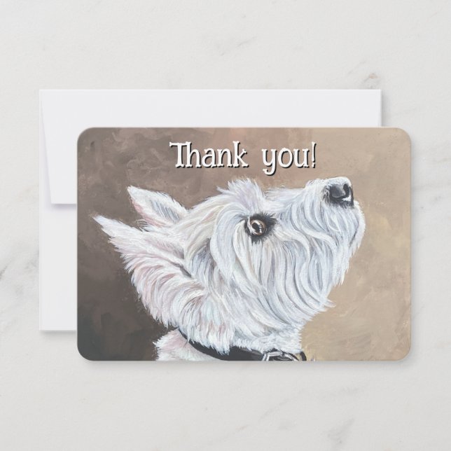 Carte De Remerciements Westie Recherche vers le profil B (Devant)