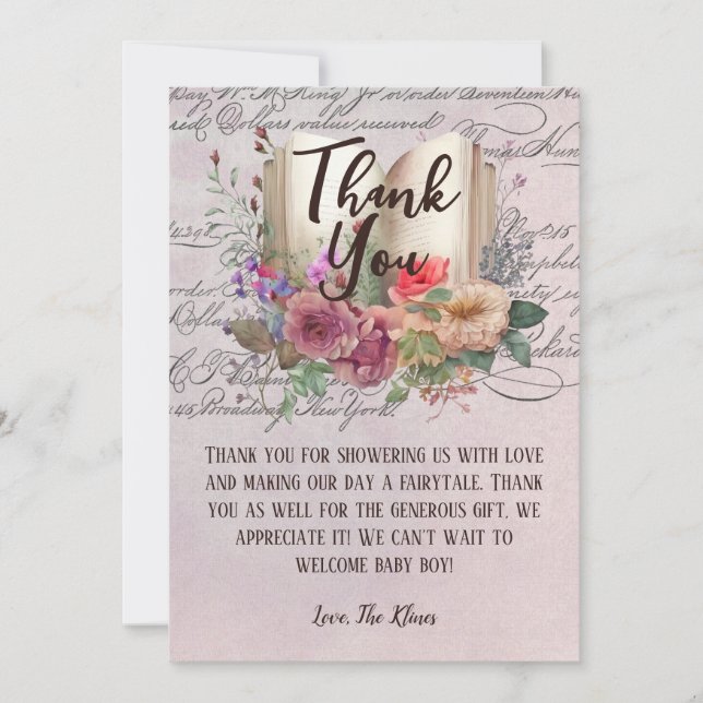 Carte De Remerciements Whimsal Fairytale Story Baby shower de livre (Devant)
