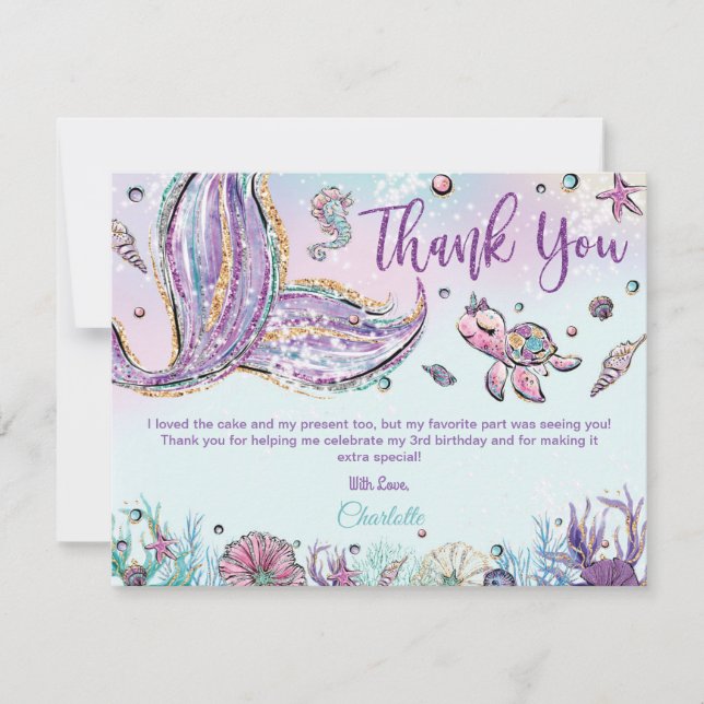 Carte De Remerciements Whimsical Chic Mermaid Tail Baby shower Anniversai (Devant)