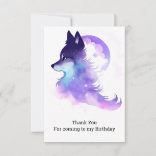 Carte De Remerciements Whimsical Custom Woodland Wolf Anniversaire