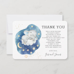 Carte De Remerciements Whimsical Elephant Twinkle Little Star Baby shower