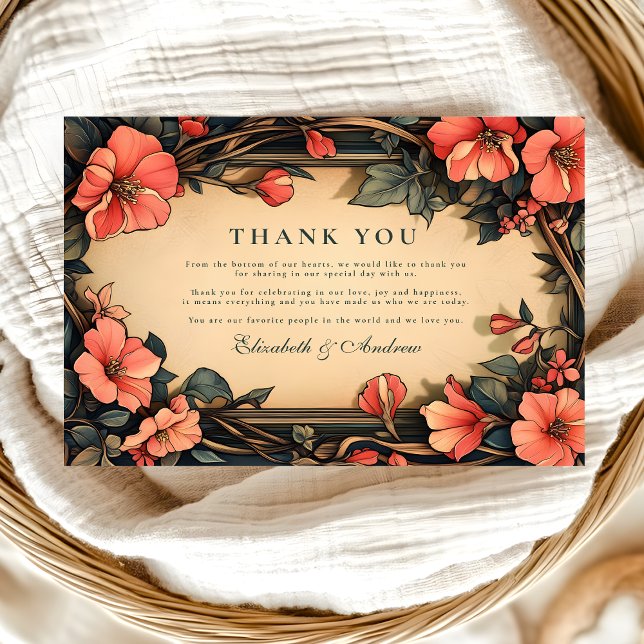Carte De Remerciements Whimsical Floral Mariage Art Nouveau (Créateur téléchargé)