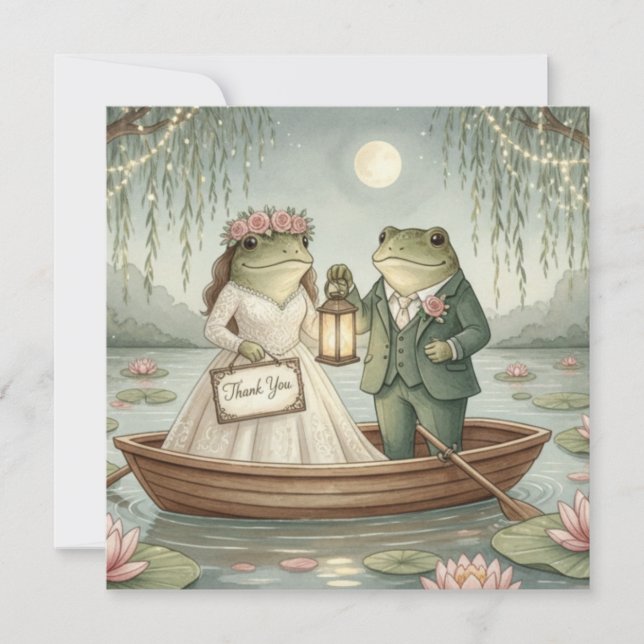 Carte De Remerciements Whimsical Frog Couple Wedding Thank You Card (Devant)