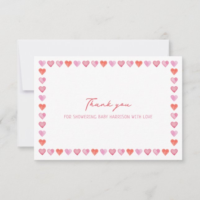Carte De Remerciements Whimsical Hearts Baby Shower  (Devant)