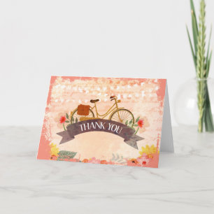 Carte De Remerciements Whimsical Hipster Bicycle Floral Thank You Card