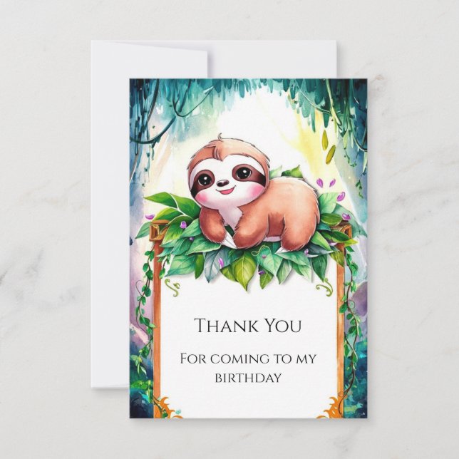 Carte De Remerciements Whimsical Kids Slothday (Devant)