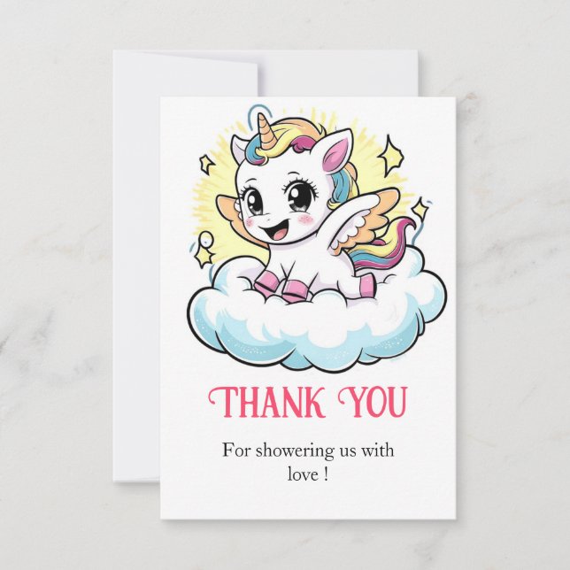 Carte De Remerciements Whimsical Magique Baby shower Unicorn (Devant)