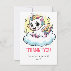 Carte De Remerciements Whimsical Magique Baby shower Unicorn
