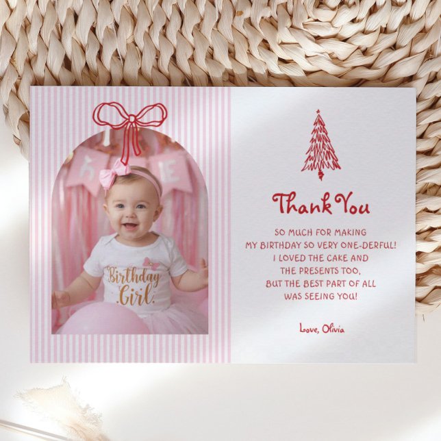 Carte De Remerciements Whimsical Oh What Fun Girl 1st Birthday Photo (Créateur téléchargé)
