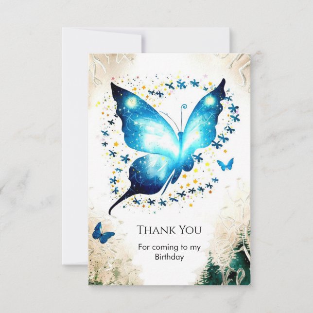 Carte De Remerciements Whimsical Simple Butterfly Anniversaire (Devant)