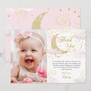 Carte De Remerciements Whimsical Twinkle petit étoile rose photo d'annive