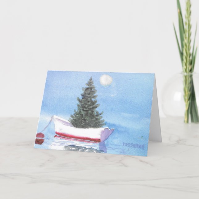 Carte De Remerciements White Dory Christmas Tree in the Harbor  (Devant)