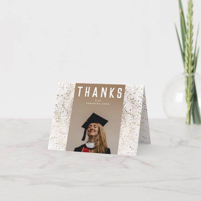 Carte De Remerciements White Modern Gold Foil Botanical Grad Photo (Devant)