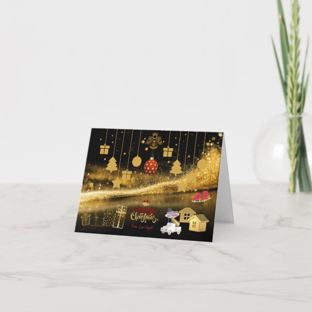 Carte De Remerciements White Truck with Angel Las Vegas Christmas Cards (Devant)