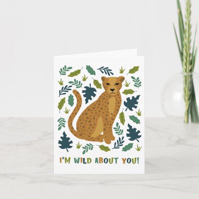 Carte De Remerciements Wild About You Jungle Cheetah Valentine Card (Devant)