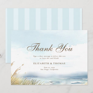Carte De Remerciements Wild Beach Fence Ocean Grass Chic Mariage élégant