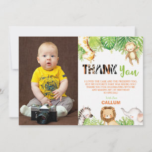 Carte De Remerciements Wild One 1er anniversaire Jungle Animals Boy Photo
