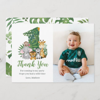 Carte De Remerciements Wild One Baby 1er Anniversaire Jungle Safari