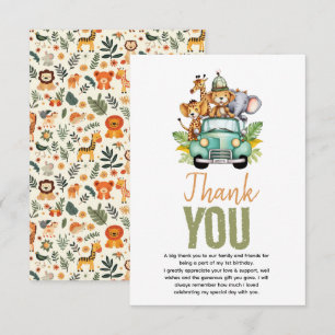 Carte De Remerciements Wild One Jungle Adventure 1er anniversaire