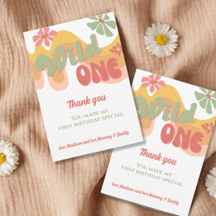 Carte De Remerciements Wild One Retro Rainbow Daisy Premier anniversaire