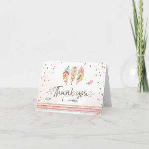 Carte de remerciements Wild One Rose Girl Boho Fea