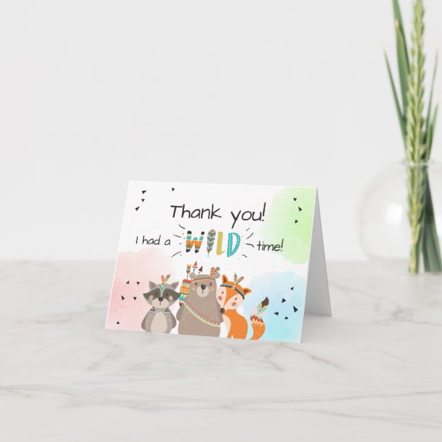 Carte de remerciements Wild One Tribal Woodland An (Devant)