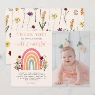 Carte De Remerciements Wild Onederful Fleur sauvage Rainbow Photo Anniver