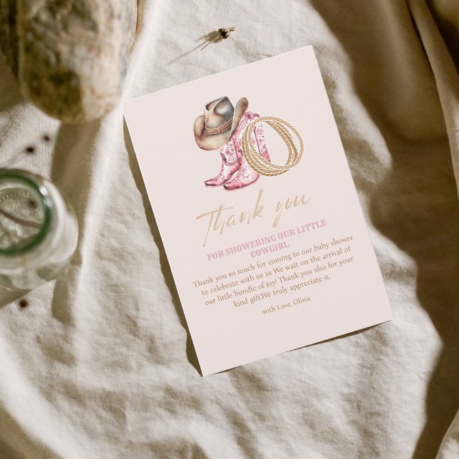 Carte De Remerciements Wild West Little Cowgirl Baby Girl shower (Créateur téléchargé)