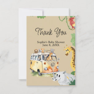 Carte De Remerciements Wild Wheels Safari Animal Camper Van Baby shower