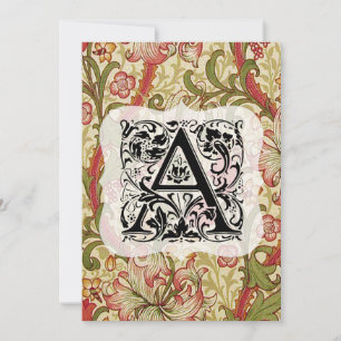 Carte De Remerciements William Morris Alphabet Golden Lily Coral