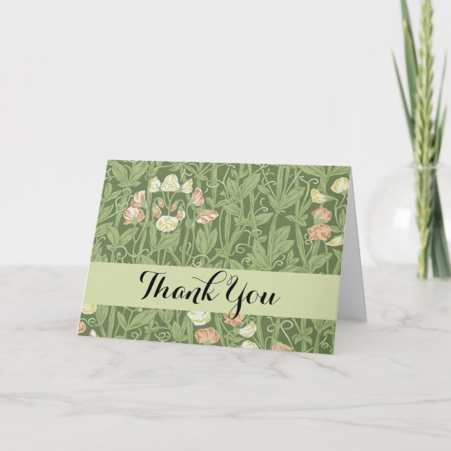 Carte De Remerciements William Morris Sweet Pea Floral Design (Devant)