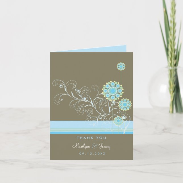Carte De Remerciements Wimsical Blue Snow Flower (Devant)