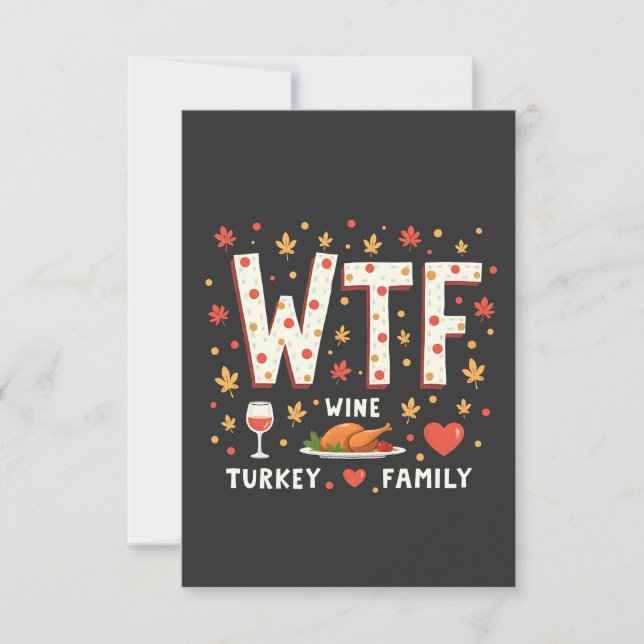 Carte De Remerciements WIne Turquie Famille drôle Thanksgiving (Devant)