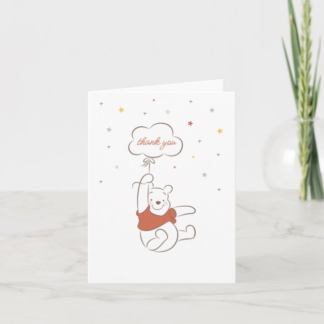 Carte De Remerciements Winnie L'Ourson sur le Baby shower de la Lune (Devant)