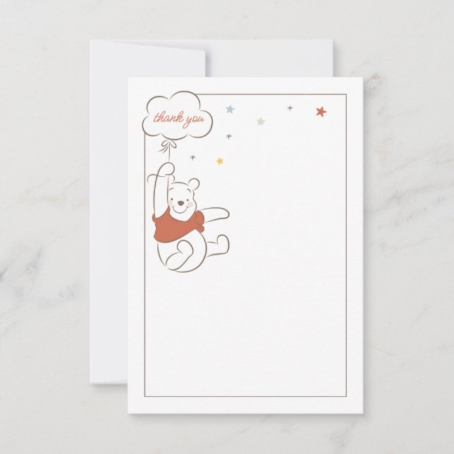 Carte De Remerciements Winnie L'Ourson sur le Baby shower de la Lune (Devant)