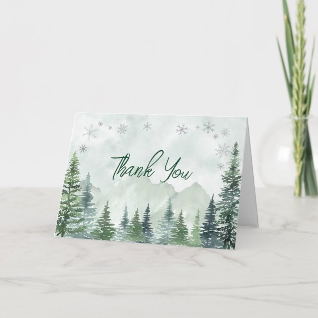 Carte De Remerciements Winter Forest Gender Neutral Baby Shower (Devant)