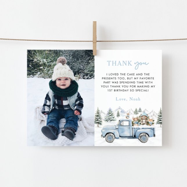 Carte De Remerciements Winter Onederland 1st Birthday Photo (Créateur téléchargé)