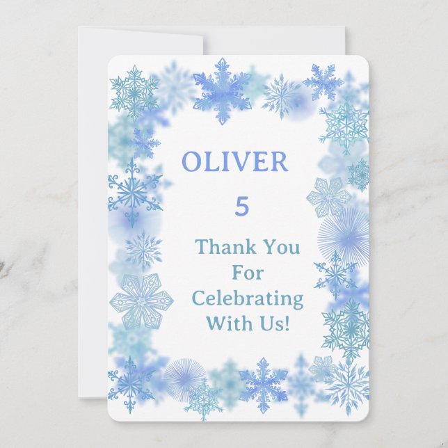 Carte De Remerciements Winter Thank You Card, Minimalist Snowflake Thank  (Devant)