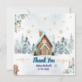 Carte De Remerciements Winter wonderland Gingerbread Baby Shower