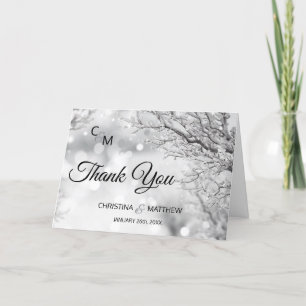 Carte De Remerciements Winter Wonderland Mariage de la branche de neige