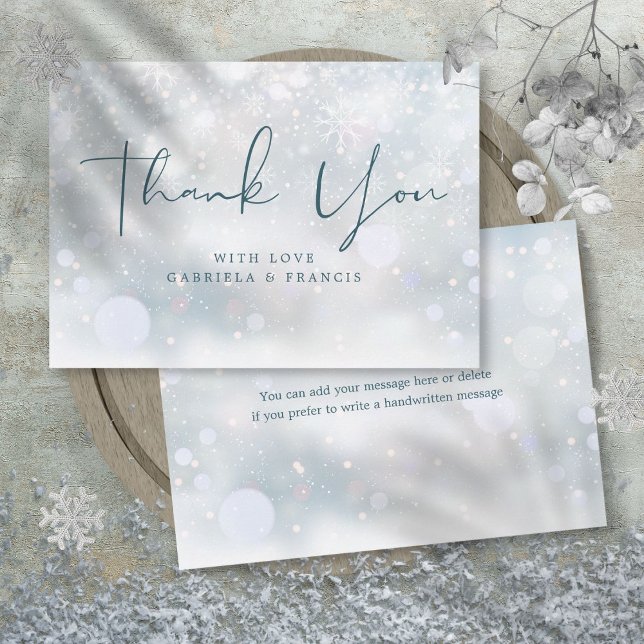 Carte De Remerciements Winter Wonderland Snowflakes Mariage (Winter Wonderland Snowflakes Wedding Thank You Card)