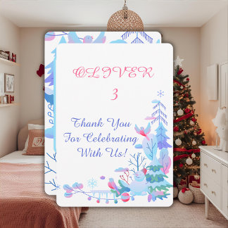 Carte De Remerciements Winter Wonderland Thank You Card, Snowman Forest