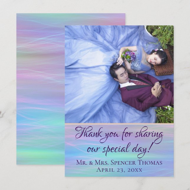 Carte De Remerciements Wisps Whimsical | Holo Fairy Pastel Rainbow Photo (Devant / Derrière)