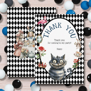 Carte De Remerciements Wonderland avec diamants noirs et blancs Anniversa